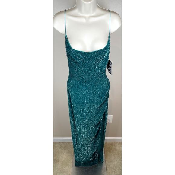 Retrofete Katya Sequin Cowl Neck Green Maxi Dress Size XS - Picture 7 of 13
